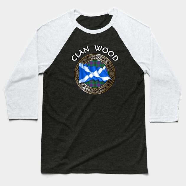 Clan Wood Crest & Tartan Knot Baseball T-Shirt by Taylor'd Designs